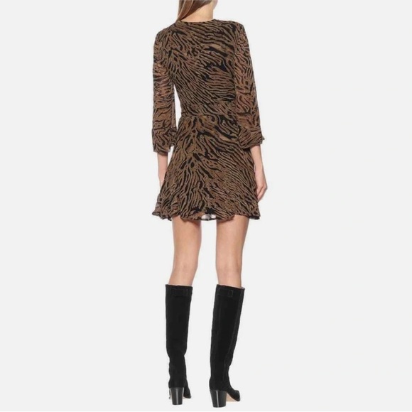 NWT GANNI tiger print Ruffle Wrap Dress - Picture 3 of 4